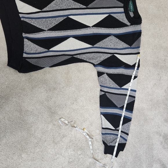 Tundra VTG Men's 3D Knit Coogi Style Sweaters 90s Size L Grey Black Grandpacore - Picture 9 of 15